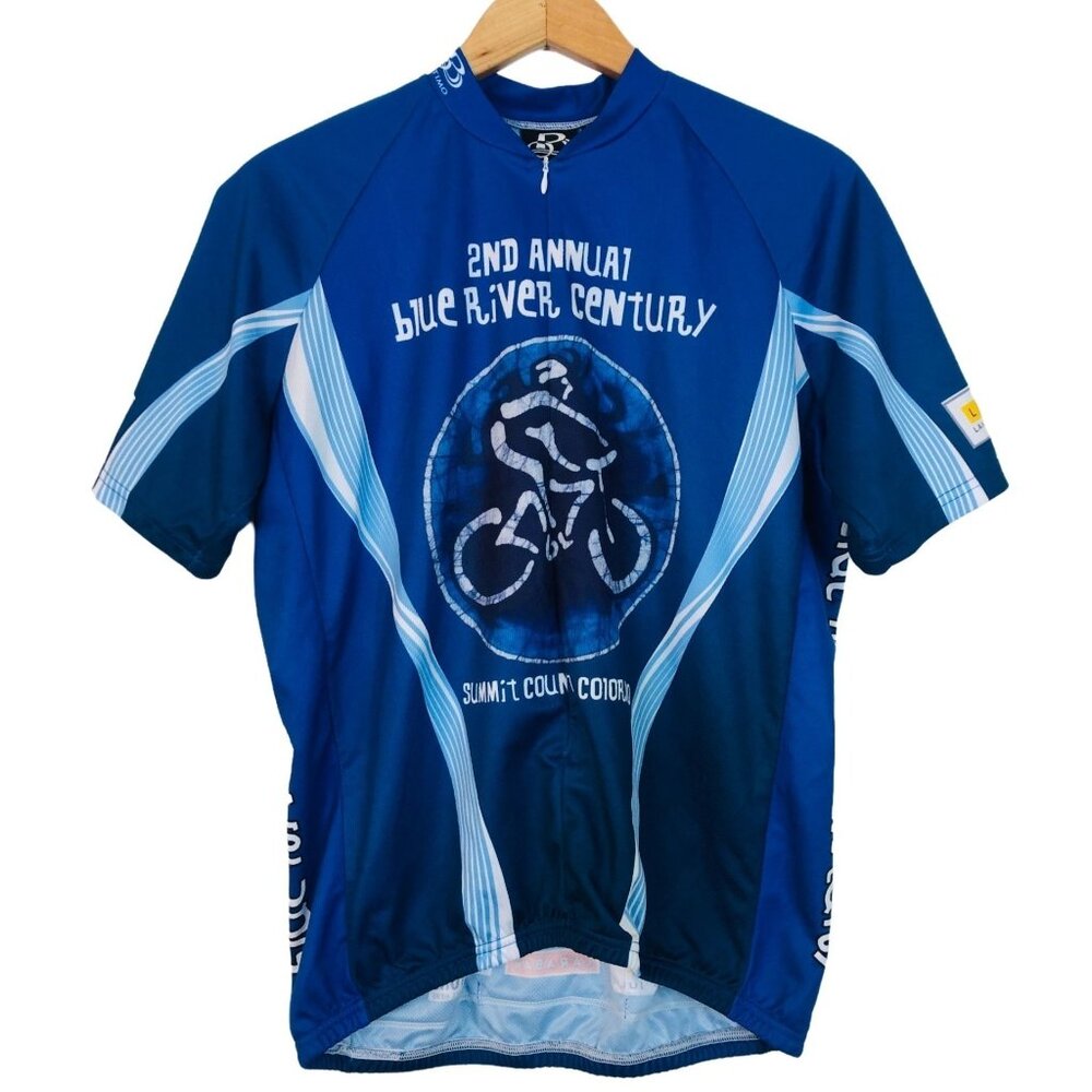 Pactimo Blue River Century Cycling Jersey Men’s XL Short Sleeve 3/4 Zip